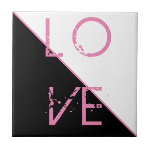 Azulejo Black White Pink Love Resumen de arte