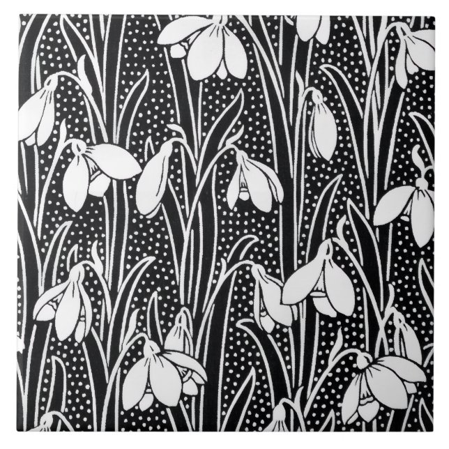Azulejo Black & White Snowdrop Pattern  (Frente)