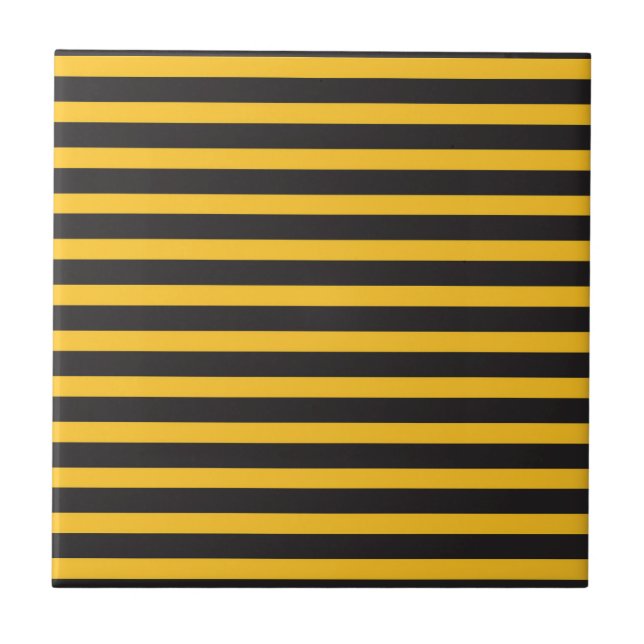 Azulejo Black Yellow Horizontal Lines Geometric Bee Animal (Frente)