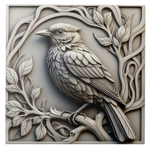Azulejo Blackbird - mosaico cerámico Art Nouveau