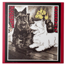 Azulejo Blackie y Whitie por el fuego