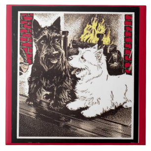 Azulejo Blackie y Whitie por el fuego