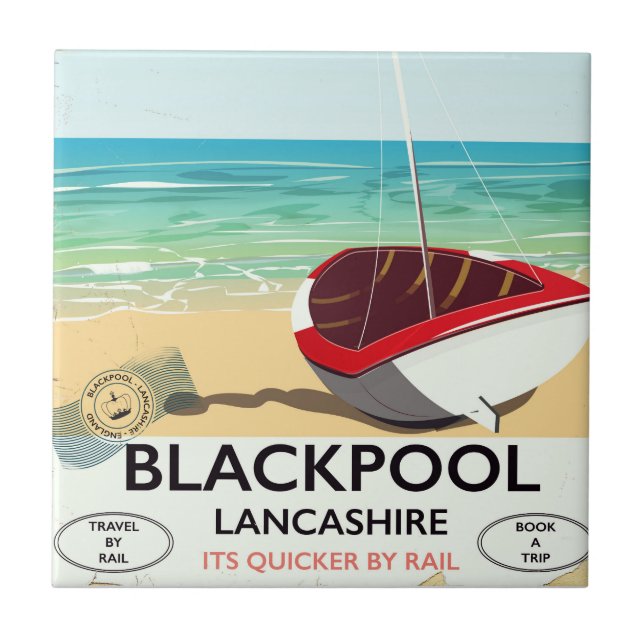 Azulejo Blackpool, lancashire, poster ferroviario (Frente)