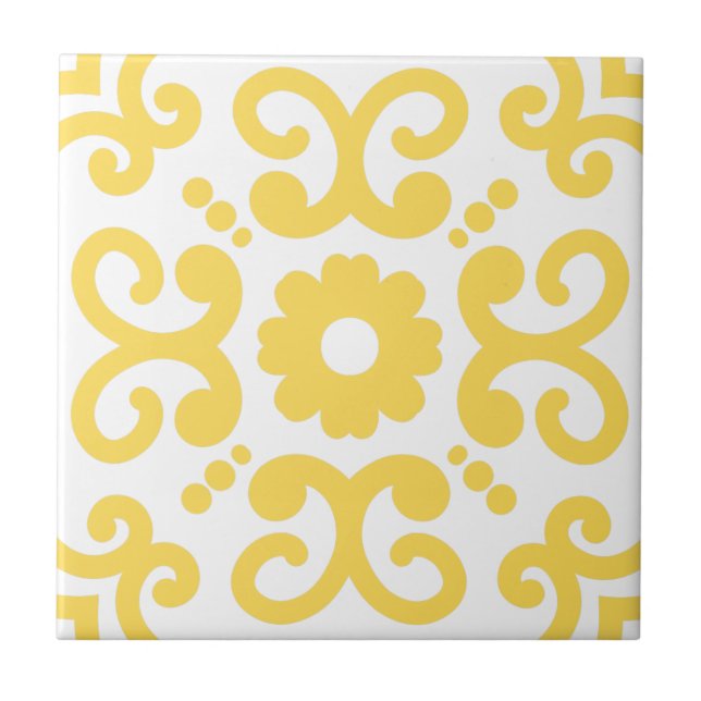 Azulejo Blanco amarillo cálido del Mediterráneo portugués  (Frente)