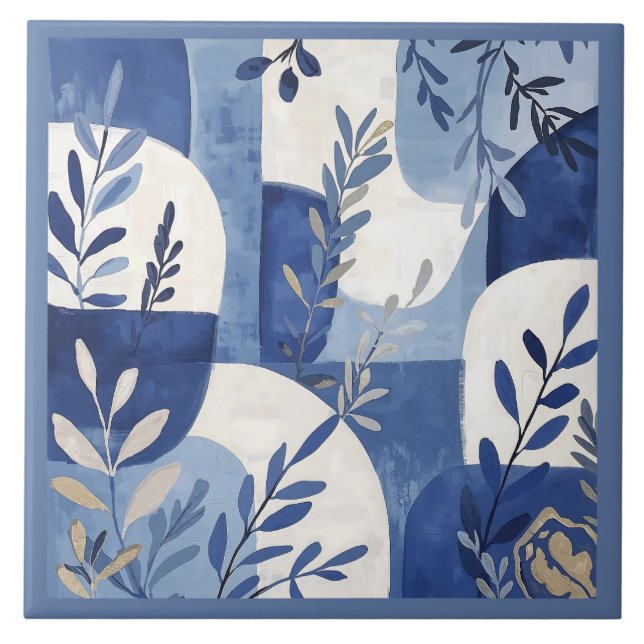 Azulejo Blanco Azul Mediterráneo (Frente)