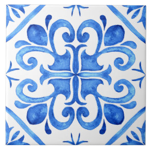 Azulejo blanco azul portugués