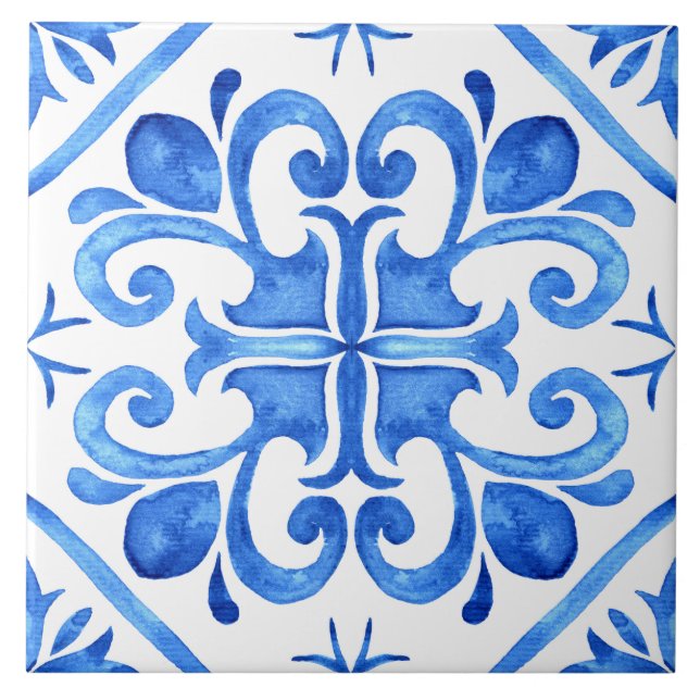 Azulejo blanco azul portugués (Frente)