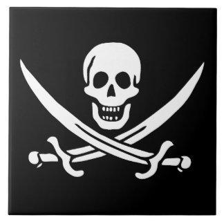 Azulejo Blanco, Bandera Pirata Calico Jack, Calavera y Cuc
