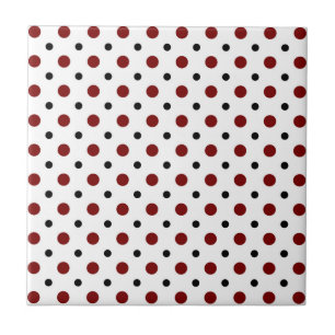 Azulejo Blanco con lunares negros y rojos