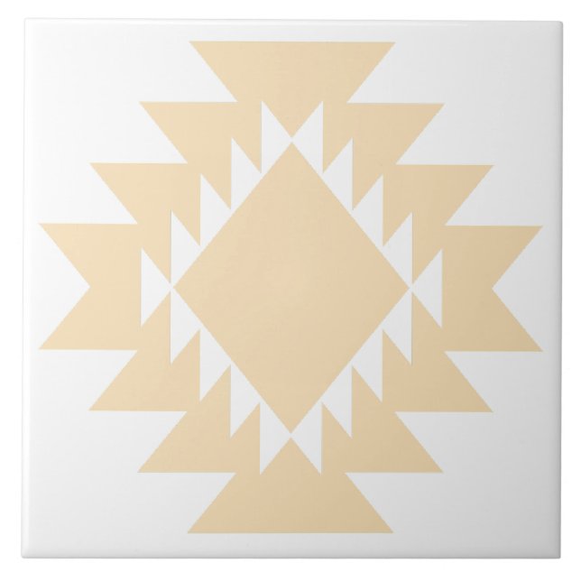 Azulejo Blanco geométrico y Tan nativo americano del suroe (Frente)
