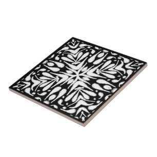 Azulejo Blanco Gris Negro Resumen Arte de cepillo de botel