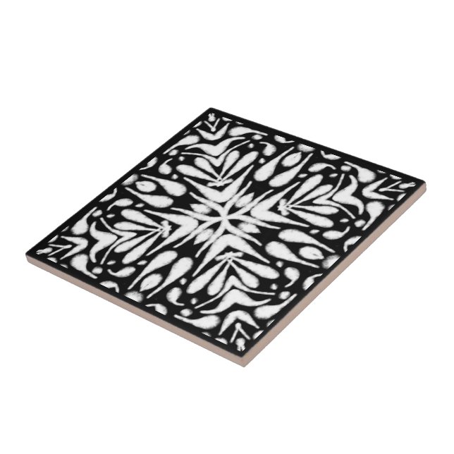 Azulejo Blanco Gris Negro Resumen Arte de cepillo de botel (Lado)