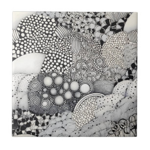 Azulejo Blanco Negro Abstracto Atemporal - Ritmo Armonía