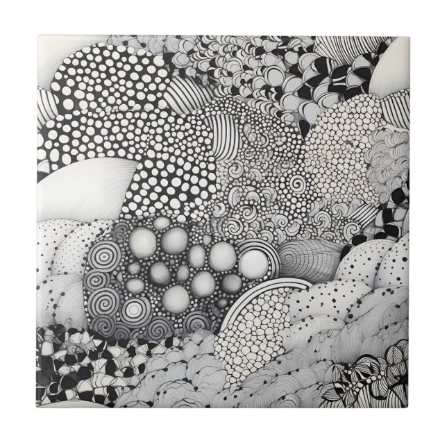 Azulejo Blanco Negro Abstracto Atemporal - Ritmo Armonía (Frente)