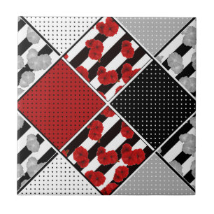 Azulejo Blanco negro con retráctil rojo