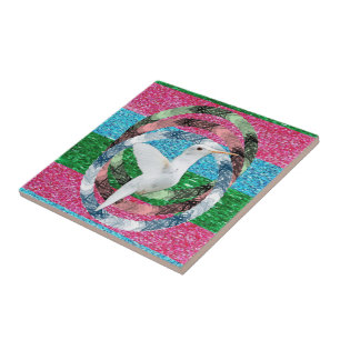 Azulejo Blanco Pájaro Circular