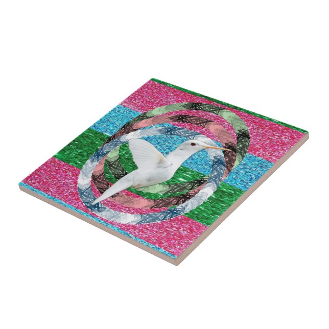 Azulejo Blanco Pájaro Circular (Lado)