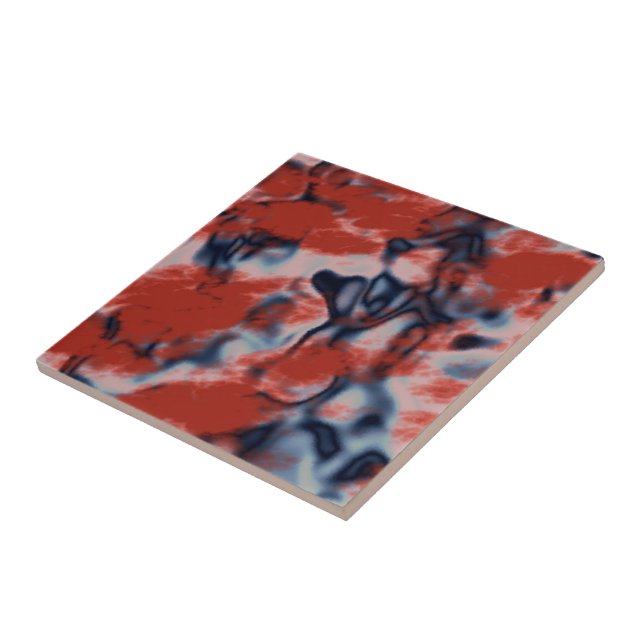 Azulejo Blanco rojo y mármol azul (Lado)