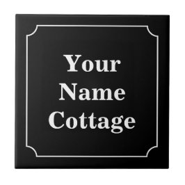 Azulejo Blanco simple sobre el signo de la cabaña negra