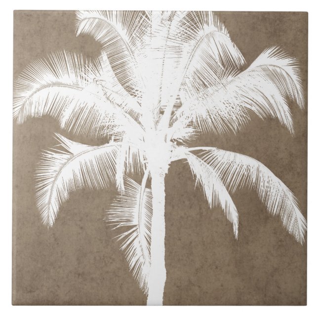 Azulejo Blanco tropical hawaiano retro de la silueta de la (Frente)