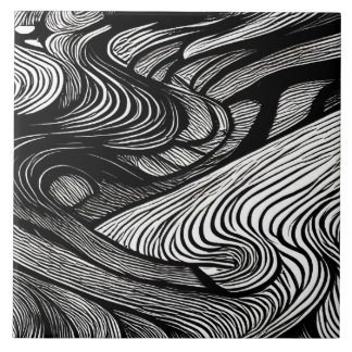 AZULEJO BLANCO Y NEGRO ABSTRACTO