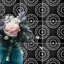 Azulejo Blanco Y Negro Con Patrón Geométrico Simple