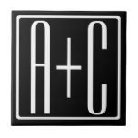 Azulejo Blanco y negro | Iniciales de parejas<br><div class="desc">Perfecto para un monograma doble o incluso un logotipo. ¡Gracias por tu compra!</div>