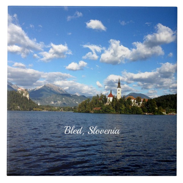 Azulejo Bled, Eslovenia - fotografía paisajística, (Frente)