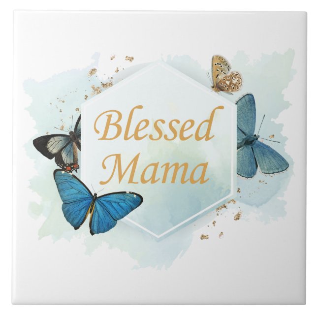 Azulejo Blessed Mama: Colorida mariposa acuarela Orgullosa (Frente)