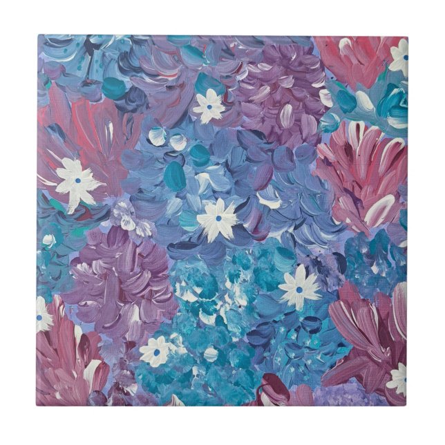 Azulejo Blissant Blue Floral Ceramic Tile (Frente)