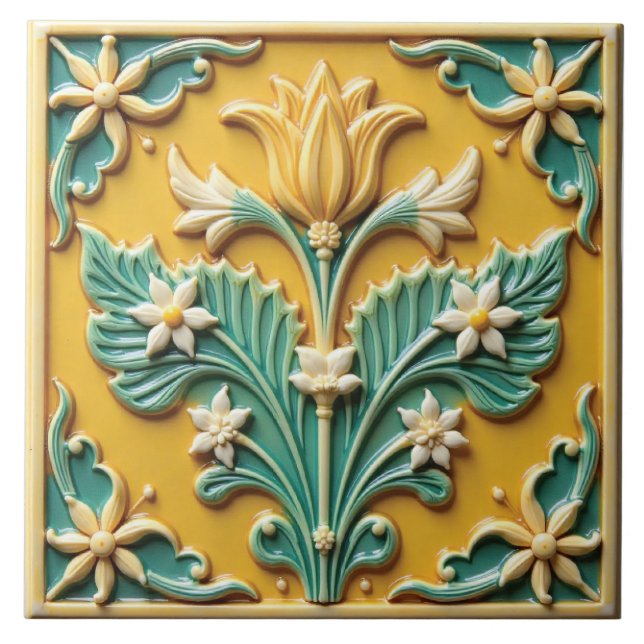 Azulejo Bloom amarillo primavera (Frente)