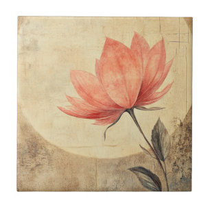 Azulejo Bloom rosa y serenidad bajo la luz de la luna