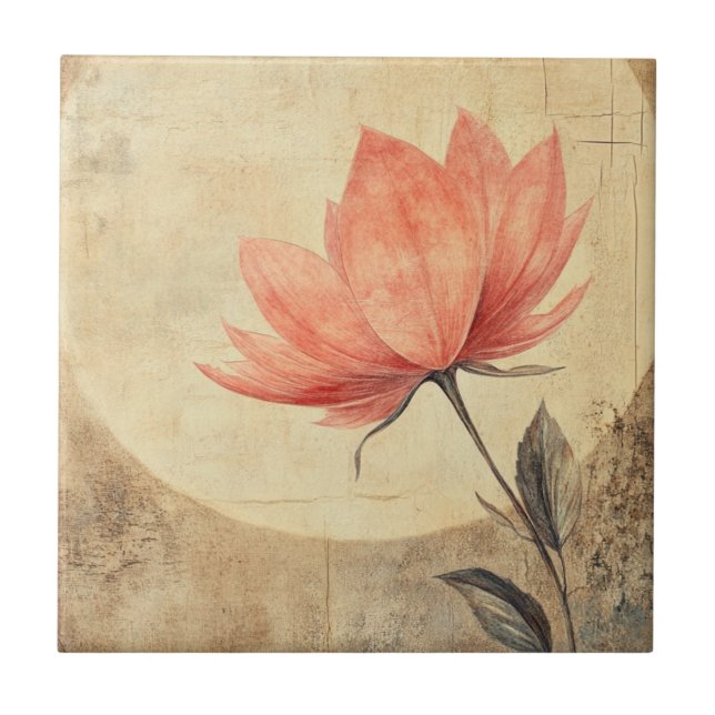 Azulejo Bloom rosa y serenidad bajo la luz de la luna (Frente)