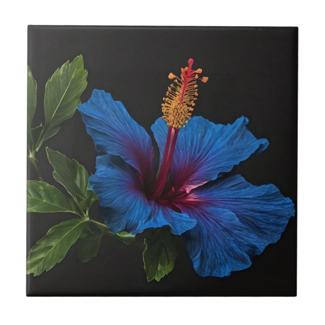 Azulejo "Bloom Serene: La belleza de las flores azules de  (Frente)