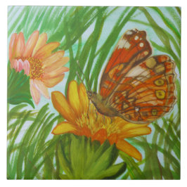 Azulejo Blooming flower garden