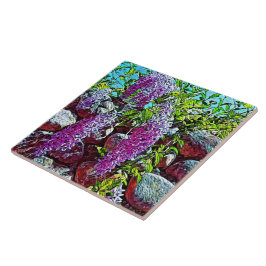 Azulejo Blooming lilac flower garden