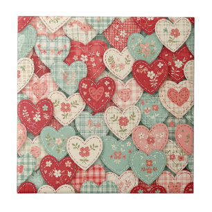 Azulejo Bloque de Colcha de Corazón Rústico Multicolor