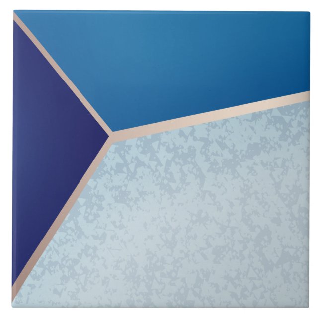 Azulejo Bloque de color azul marino y dorado (Frente)