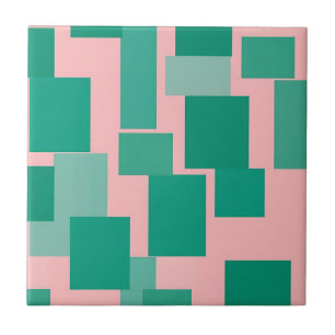 Azulejo Bloque de color rosa verde patrón moderno abstract