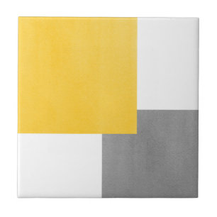 Azulejo Bloque geométrico amarillo gris y blanco