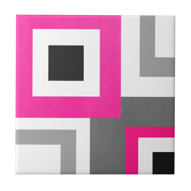 Azulejo Bloque geométrico blanco blanco gris rosado calien (Frente)