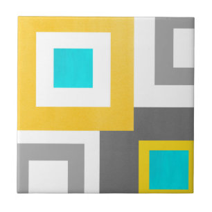 Azulejo Bloque geométrico blanco gris amarillo Aqua