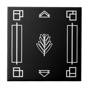 Azulejo Bloques Art Deco en mosaico de cerámica en blanco