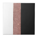 Azulejo Bloques blancos del color del oro del negro color<br><div class="desc">Este falso purpurina color de rosa impreso y efecto metalizado modernos y elegantes, diseño del oro de bloque blanco y negro, rayado del color es perfectos para la mujer de moda y elegante. Su diseño elegante y de moda es grande para muchos regalos y ocasiones. Goce de esta impresión femenina...</div>