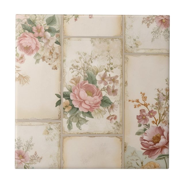 Azulejo Bloques Florales Vintage (Frente)