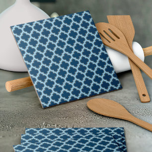 Azulejo Blue and Baby Blue Trellis, Lattice, Quatrefoil
