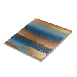 Azulejo blue and bronze abstract