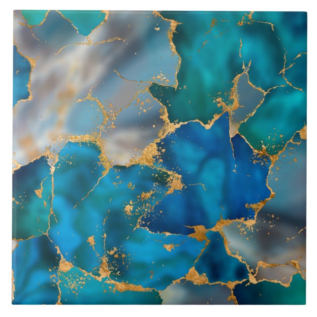 Azulejo Blue and Gold de Océano de ensueño (Frente)