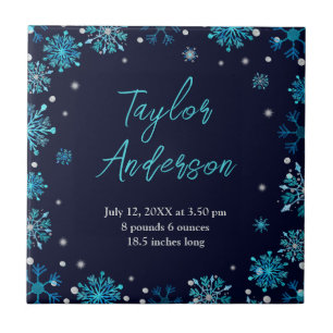 Azulejo Blue and Silver Snowflakes Baby Nacer Statistics