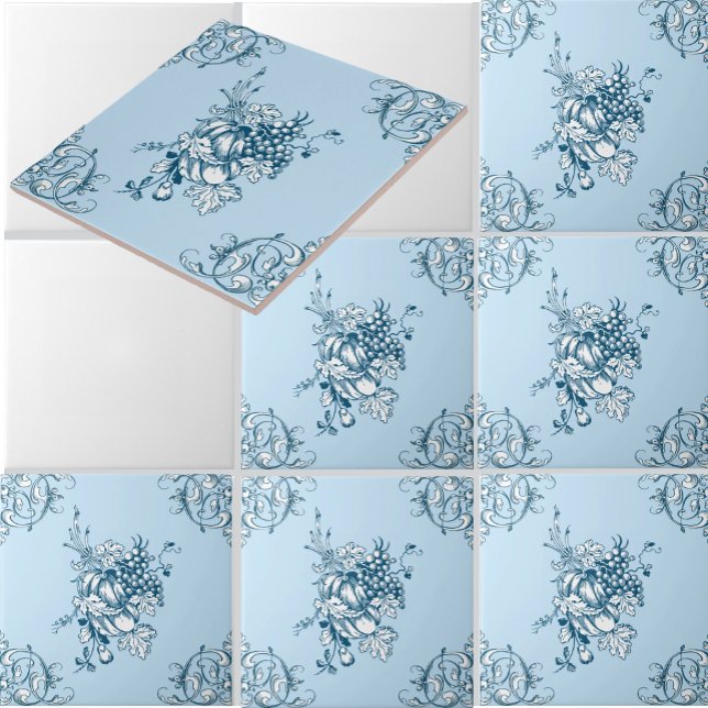 Azulejo Blue and White Grapes & Fruit Pattern (Subido por el creador)